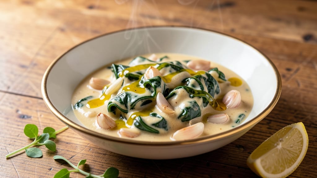 Canned Spinach Recipe: Garlicky Lemon Cream Sauce in 15 Minutes